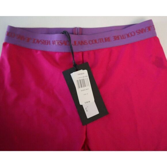 Versace Jeans Couture Women's Sz 40 US 4 Pink Lycra Logo Band Bike Shorts $150 - Picture 3 of 9